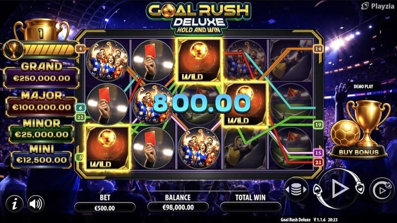 Goal Rush Deluxe - आधार गेम, जीतने वाली लाइन गिर रही है